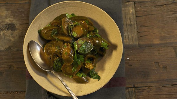 Eggplant pickle with black pepper and green chilli