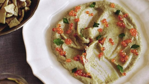 Eggplant purée with salmon caviar