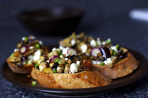 Eggplant salad toasts