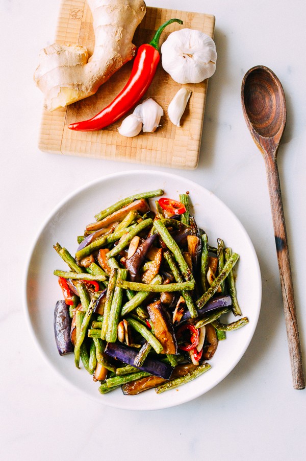 Eggplant string bean stir-fry