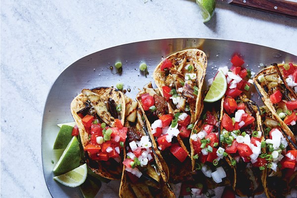 Eggplant tacos with pico de galo