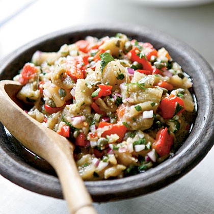 Eggplant with capers and red peppers