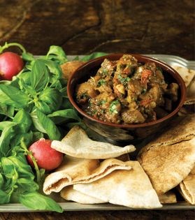 Eggplant with pomegranate spread (Nazkhatun)
