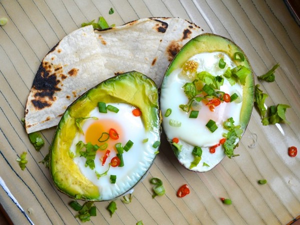 Eggs baked in avocado