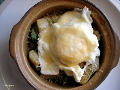 Eggs Florentine with artichoke hearts, à la Brandon