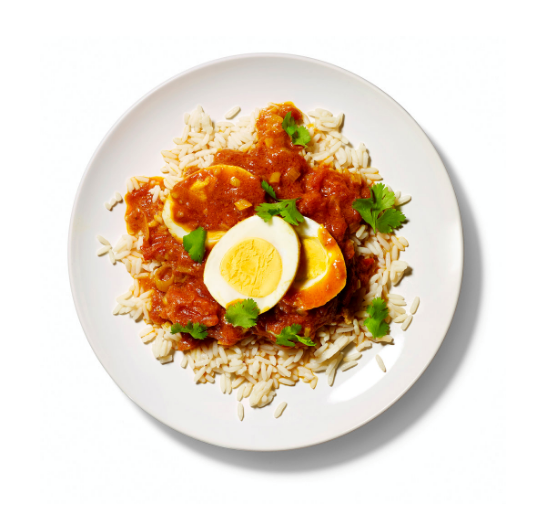 Eggs in curried tomato sauce