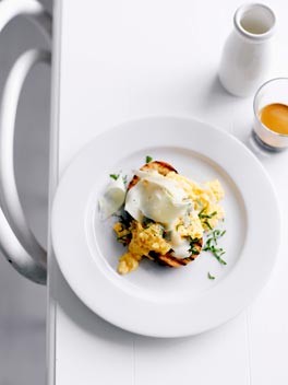 Eggs on toast with Asiago