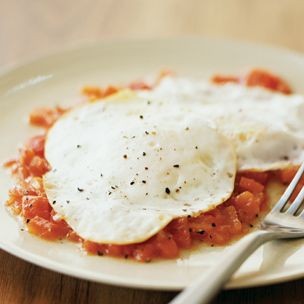 Eggs over easy with peperonata