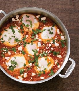 Eggs poached in tomato sauce (Shakshuka)