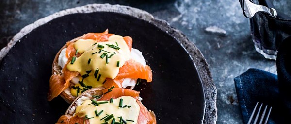 Eggs royale with smoked trout & yuzu Hollandaise