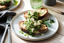 Eggs scrambled with winter greens and feta