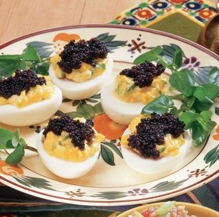 Eggs with caviar