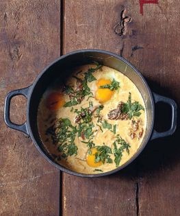 Eggs with morel cream