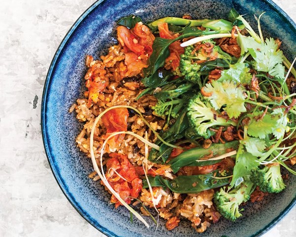 Eggy rice with kimchi