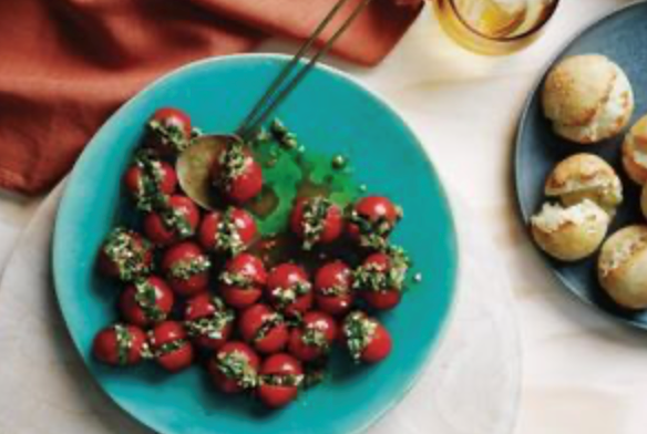 Egyptian cherry tomatoes with spicy green sauce