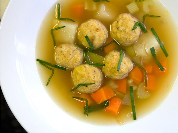 Einat Admony's chicken soup with gondi (Iranian chicken and chickpea dumplings)