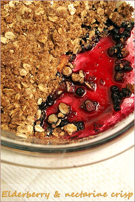 Elderberry and nectarine crisp