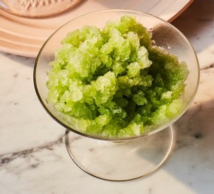 Elderflower, cucumber and gin granita