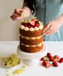 Elderflower-strawberry buttermilk cake
