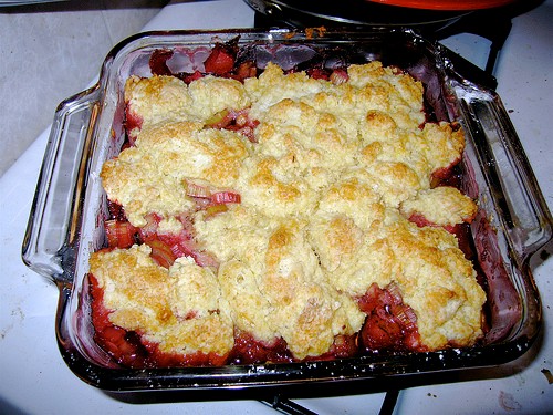 Elise’s strawberry rhubarb cobbler