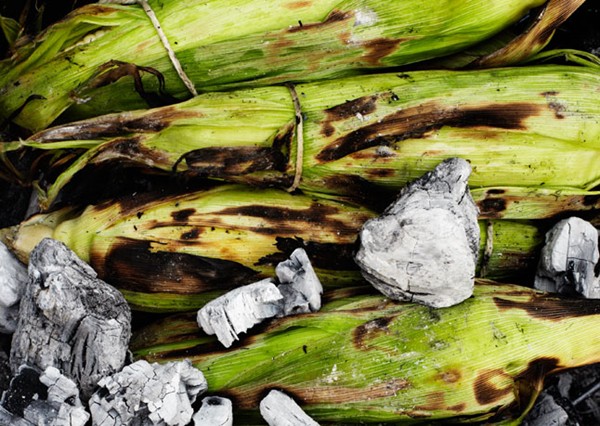 Ember-roasted corn on the cob