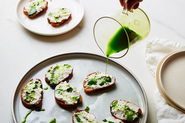 Emerald green herb oil