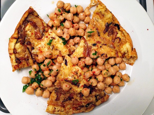 Emergency frittata with Spanish chickpea salad