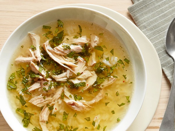 Emeril Lagasse's Portuguese chicken, lemon and mint soup