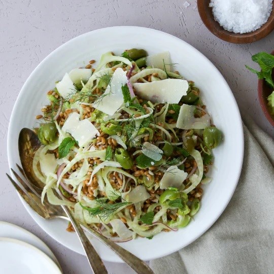 Emmer farro salad with lime & fennel