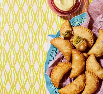 Empanada-style Sri Lankan fish patties with curry aïoli