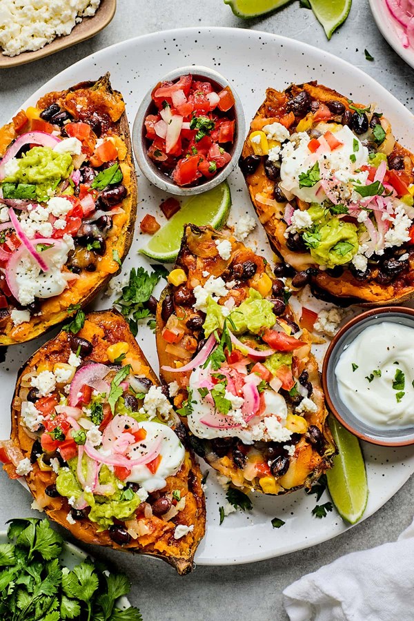 Enchilada stuffed sweet potatoes