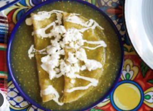 Enchiladas with green salsa