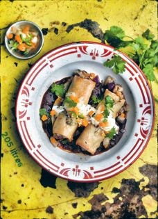 Enchiladas with red chilli sauce