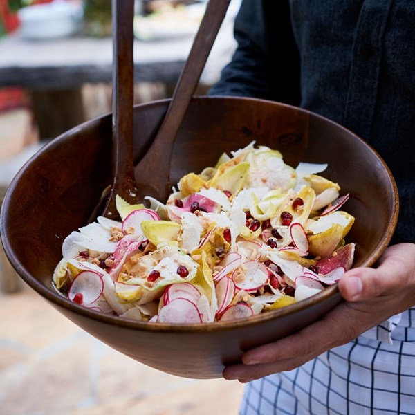 Endive and radish salad with almond vinaigrette