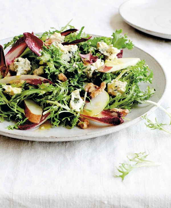 Endive, blue cheese, and pear salad