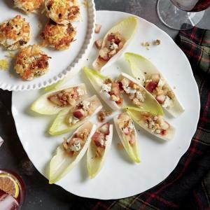 Endive boats with pears, blue cheese, and walnuts