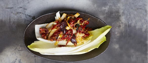 Endive, piquillo pepper & chorizo salad