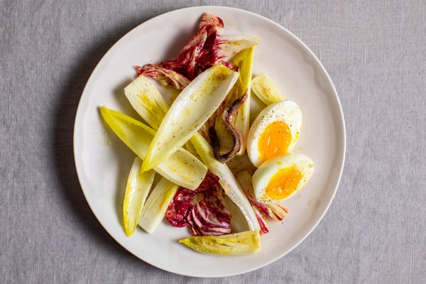 Endive salad with egg and anchovy