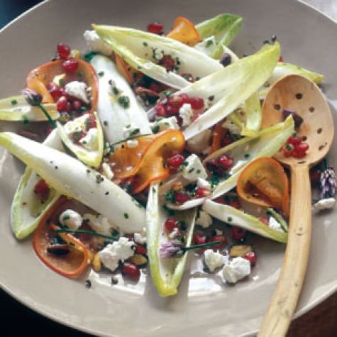 Endive salad with persimmons & pomegranate