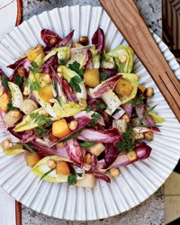 Endive salad with persimmons and hazelnuts