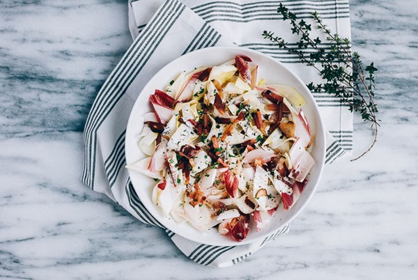 Endive with bacon and buttermilk ranch dressing