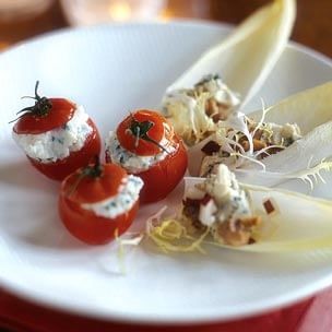 Endive with Gorgonzola, pear, and walnuts