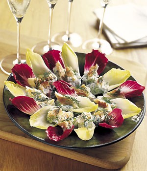 Endive with smoked trout and herbed cream cheese
