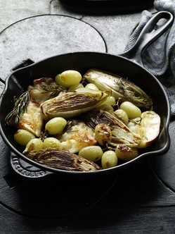 Endives, apples, and grapes