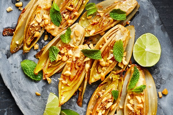 Endives in schmaltz with peanuts