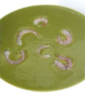 English garden soup with prawns