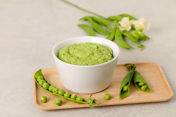 English pea and green garlic dip