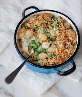 English pea and onion gratin