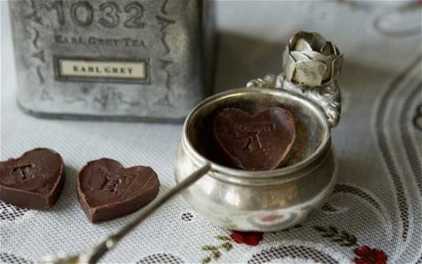 Engraved Earl Grey truffle hearts