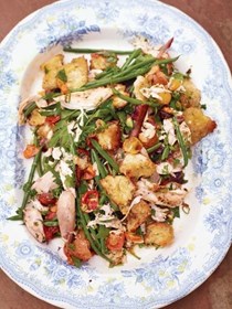 Epic roast chicken salad, golden croutons, green beans, sweet tomatoes